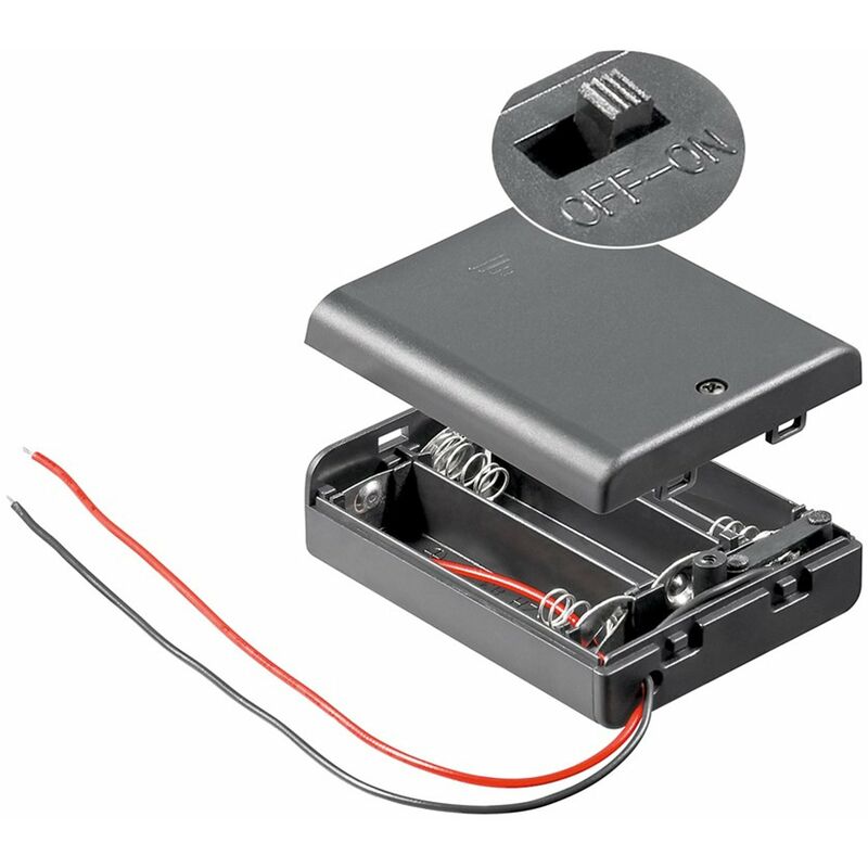 Batteriehalter für 3 Stück Mignon AA LR6 Batterien 4,5 Volt mit Kabel und  Stecker, Batteriehalter, Batterien