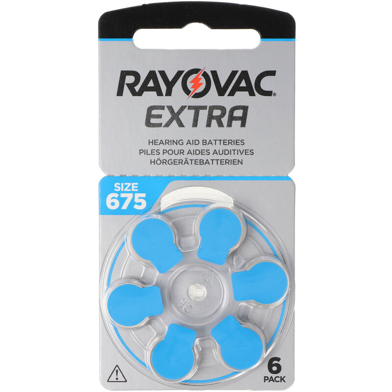 Rayovac Batterie Zinc Air, 675, 1.4V Extra Advanced, Retail Blister (6-Pack)