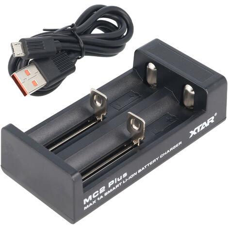 2 Slot LED Akku Ladegerät mit USB Kabel für 18650 14500 16340 26650 Batterie 
