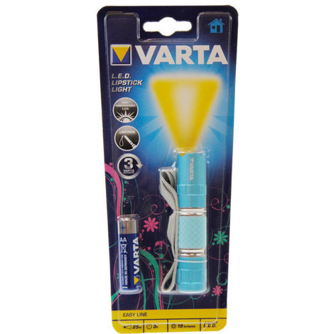 handliche Varta Taschenlampe LED Lipstick sortiert, türkis elegante und pink oder LED farblich Light