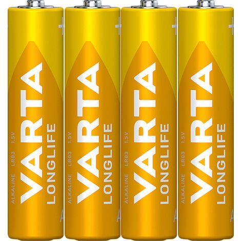 AAA, 1.5V Longlife, (4-Pack ) Batterie Alkaline, LR03, Micro, Shrinkwrap Varta