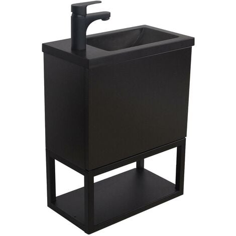 Meuble lave-mains NOVA noir carbone suspendu