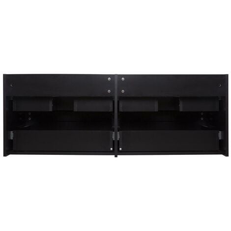 Meuble double vasque 120cm avec plan bois SORRENTO Noir +vasque+robinet+miroir