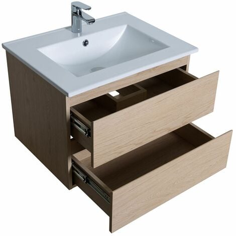 Meuble simple vasque MOB-IN Sorrento - 60cm - Décor chêne avec vasque