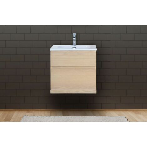 Meuble simple vasque suspendu chêne 60 cm ENIO