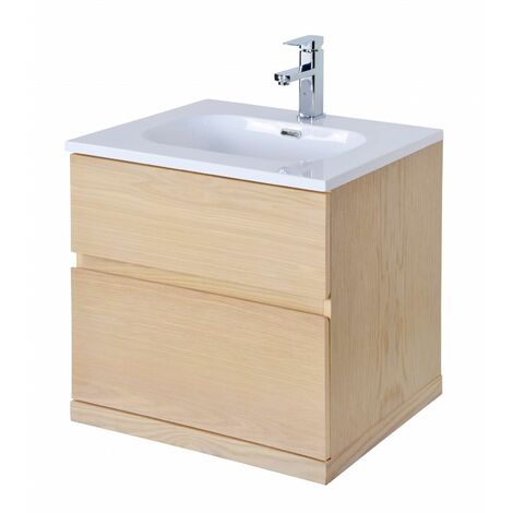 Meuble simple vasque suspendu chêne 60 cm ENIO