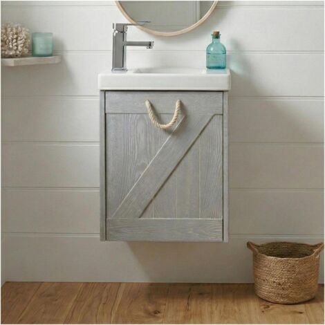 Meuble Lave-mains D'angle SKINO - Gris Anthracite - Vasque Résine Blanche - Dimensions 35x53x35 Cm