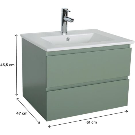 Meuble simple vasque SORRENTO vert 60 cm