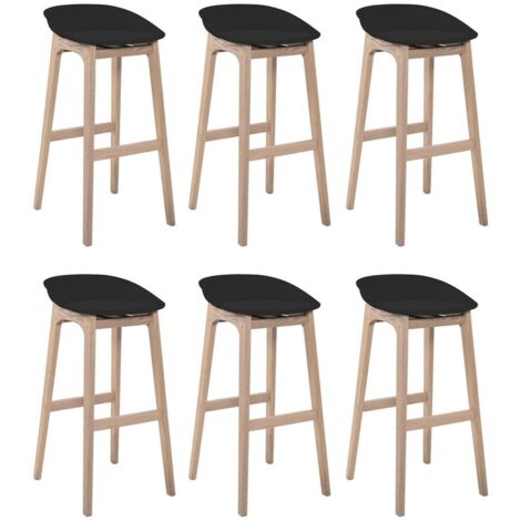 Lot de chaises d'îlot et bar en chêne et assise plastique H65cm