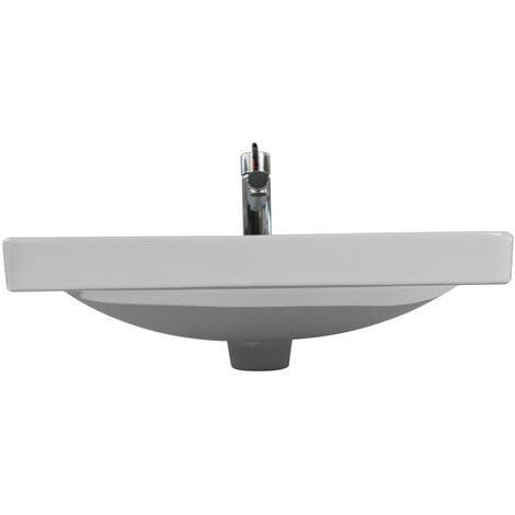 Vessel Sink-Beslend Éviers Semi-encastrés En Céramique Blanche