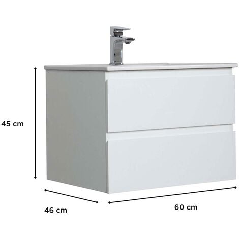 Meuble simple vasque blanc  60cm + vasque