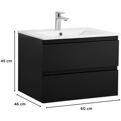 Meuble simple vasque noir carbone  60cm + vasque