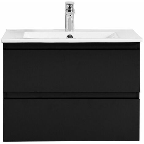 Meuble simple vasque noir carbone  60cm + vasque