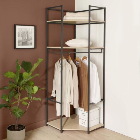 Armoire de rangement, penderie pliable, dressing, armoire métallique, avec  barres de suspension, porte-vêtements, organisateur, pour vestiaire,  chambre, 112 x 43 x 165 cm, gris - Conforama