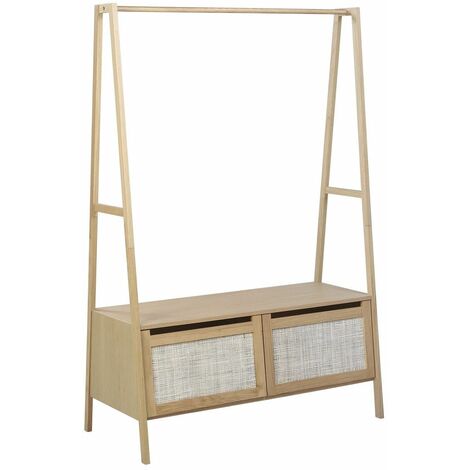 Relaxdays Valet de chambre, porte vêtements en bambou, femme et homme,  vestiaire, HxLxP: 98,5 x 47 x 36 cm, naturel