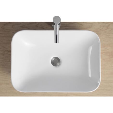 Vasque à encastrer rectangle en céramique blanche 53x37cm