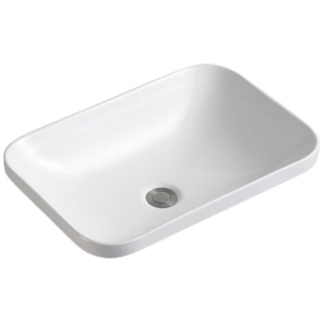 Vasque à encastrer rectangle en céramique blanche 53x37cm