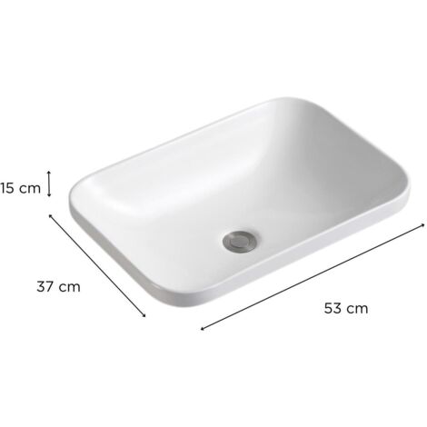 Vasque à encastrer rectangle en céramique blanche 53x37cm
