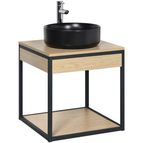 Meuble simple vasque décor chêne 50 cm NOTTO