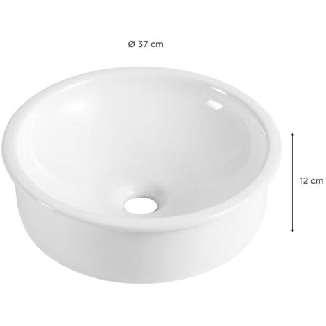 Vasque à encastrer ronde en céramique blanche 37cm