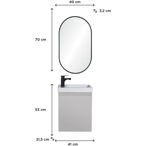Meuble lave-mains LISA + miroir ovale