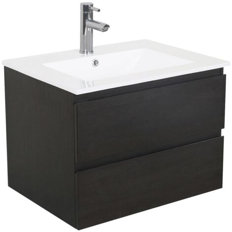 Mob-In – Meuble sous vasque 60 cm SORRENTO – 2 tiroirs – Panneau de particules mélaminé – Installation facile – Pour salle de bain moderne