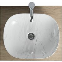 Vasque ovale à poser en céramique imitation marbre 46 x 37 cm VADIM - Blanc