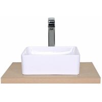 Plan de toilette suspendu pour vasque WILL - 60 cm + Equerres Invisibles - Décor chêne