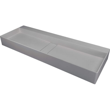 Vasque à poser en granit 100x40 cm – Finition gris métallisé – Antibactérien et hydrophobe – Installation comptoir/support