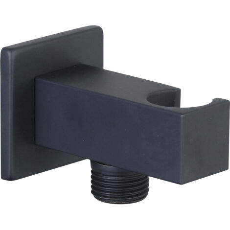 Sortie d'eau carrée avec support M1/2 "X M1/2" - Couleur : Noir mat