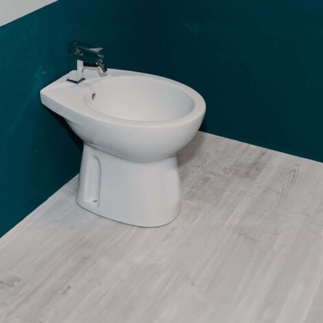 Bidet traditionnel sur pied en céramique blanche 40 cm – Design compact et élégant – Installation au sol facile – Pour salles de bains modernes