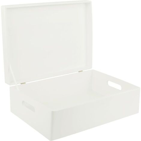 Holz Aufbewahrungsbox mit Griffen 40 x 30 x 14 cm – Weiß