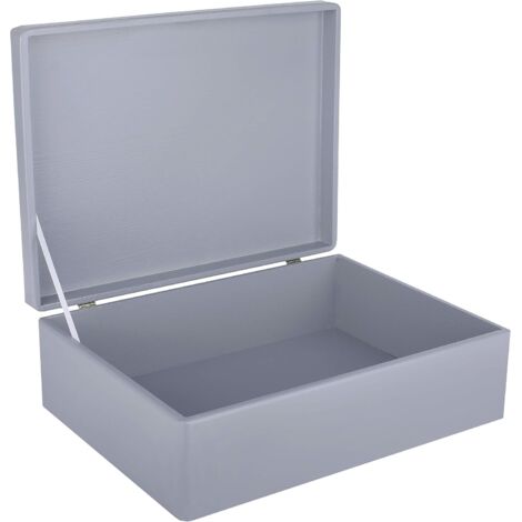Aufbewahrungsbox Holz mit Deckel 40 x 30 x 14 cm – Grau (1/5)