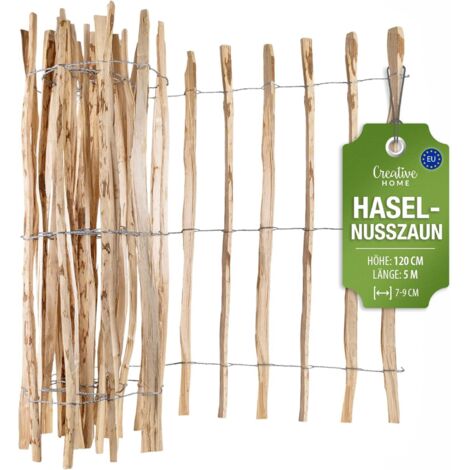 Haselnuss Holzzaun 120 cm x 5 m, Lattenabstand 7-9 cm