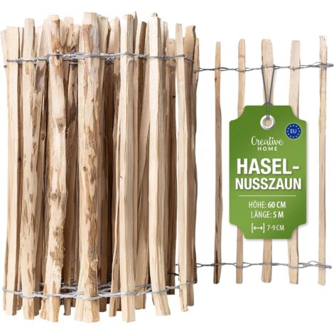 Haselnuss Holzzaun 60 cm x 5 m, Lattenabstand 7-9 cm
