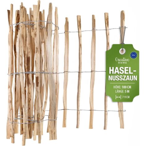 Haselnuss Holzzaun 100 cm x 5 m, Lattenabstand 7-9 cm