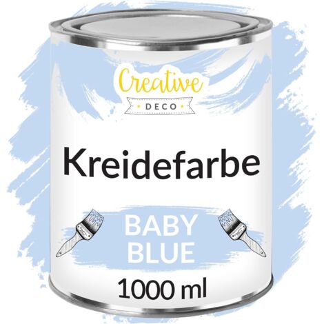 Creative Deco Kreidefarbe Babyblau 1L Matt und Abwaschbar für Holzmöbel