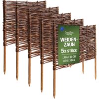Set von 5 Weidenzaun-Gartenbegrenzungen 60 x 30 cm