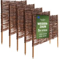 Set von 5 Weidenzaun-Gartenbegrenzungen 60 x 40 cm
