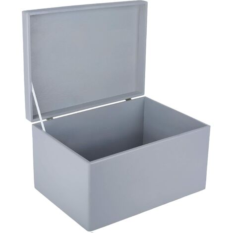 Scatola Portaoggetti Legno con Coperchio 40x30x24 cm - Grigio