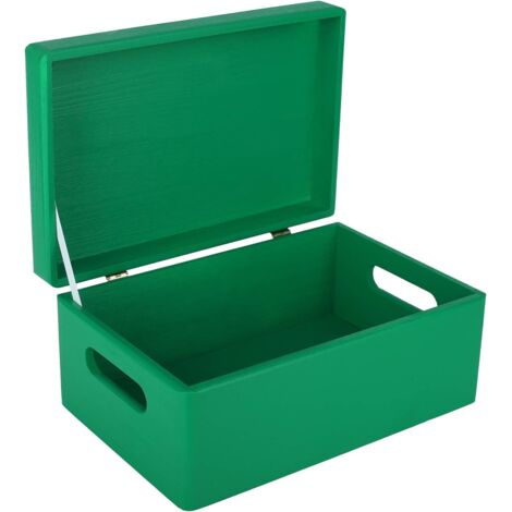 Scatola Portaoggetti in Legno con Manici 30x20x14 cm – Verde