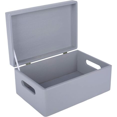 Scatola Portaoggetti in Legno con Manici 30x20x14 cm – Grigia