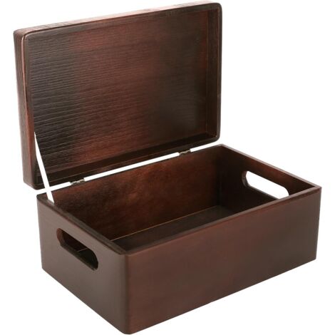 Scatola Portaoggetti in Legno con Manici 30x20x14 cm – Marrone