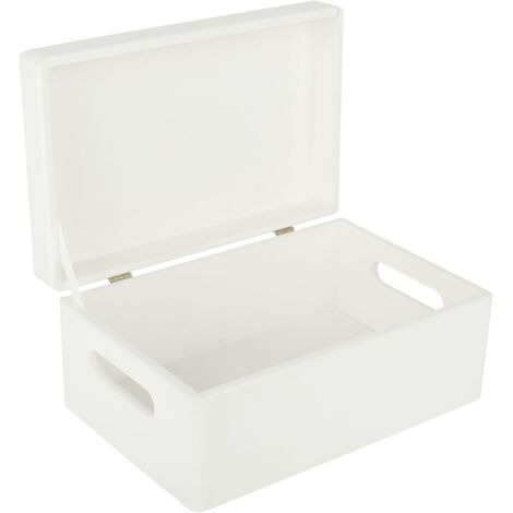 Scatola Portaoggetti in Legno con Manici 30x20x14 cm – Bianca
