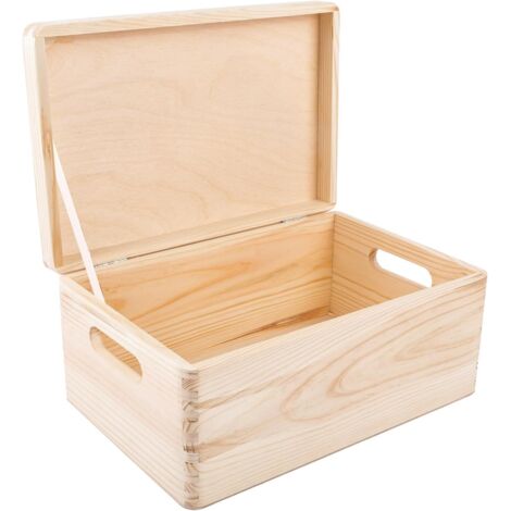Scatola Portaoggetti in Legno con Manici 30x20x14 cm – Naturale