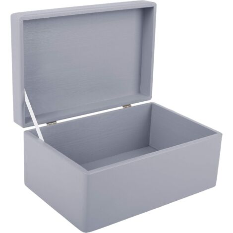 Scatola Portaoggetti in Legno con Coperchio 30x20x14 cm – Grigia