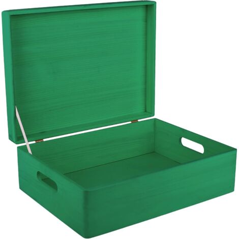 Scatola Portaoggetti in Legno con Manici 40x30x14 cm – Verde