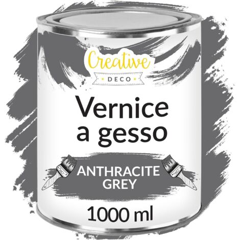 Creative Deco Vernice a gesso Grigio Antracite 1L Opaca e Lavabile per Mobili