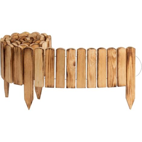 Creative Home Bordura da Giardino 200 x 20 cm Palizzata Flessibile in Legno di Pino per Protezione Piante e Fiori