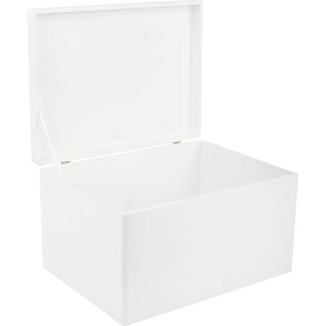 Caja de Almacenamiento de Madera Con Tapa 40x30x24 cm - Blanco
